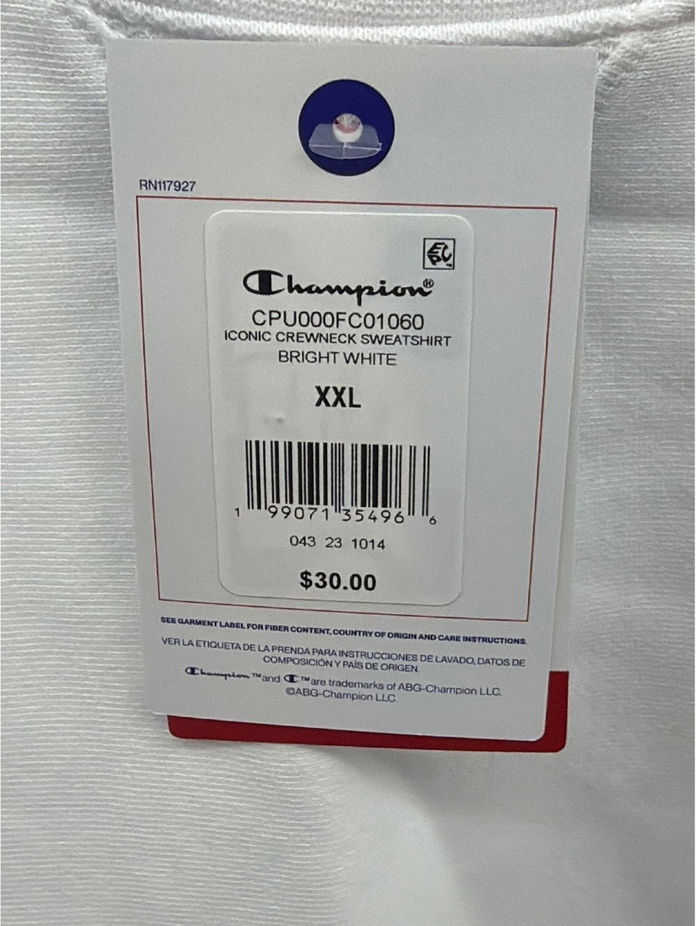 Champion Essential Standard Bright White Crewneck Sweatshirt XXL - Picture 3 of 10